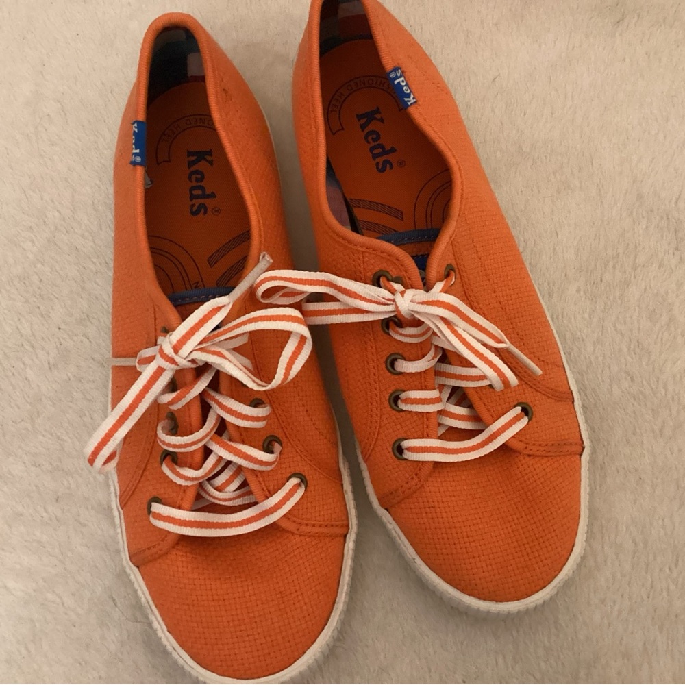 Keds Vibrant Orange Canvas Sneakers with White Accents